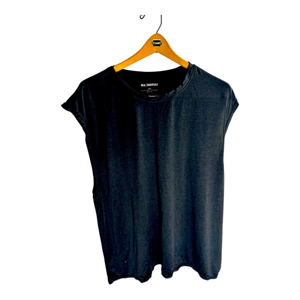 Real Essentials Men Tank Dry Fit Active Performance T-Shirt Sleeveless Black 2XL
